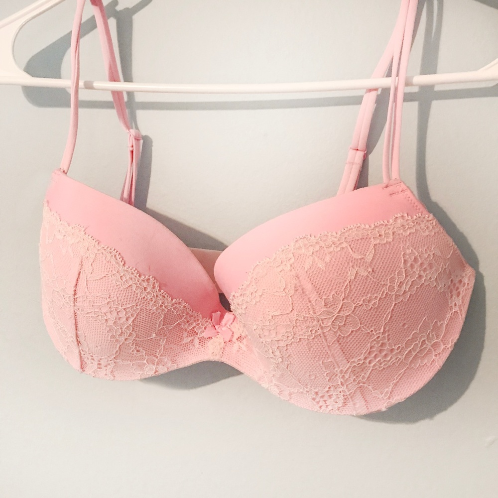 VS Padded Pink Lace Demi Bra